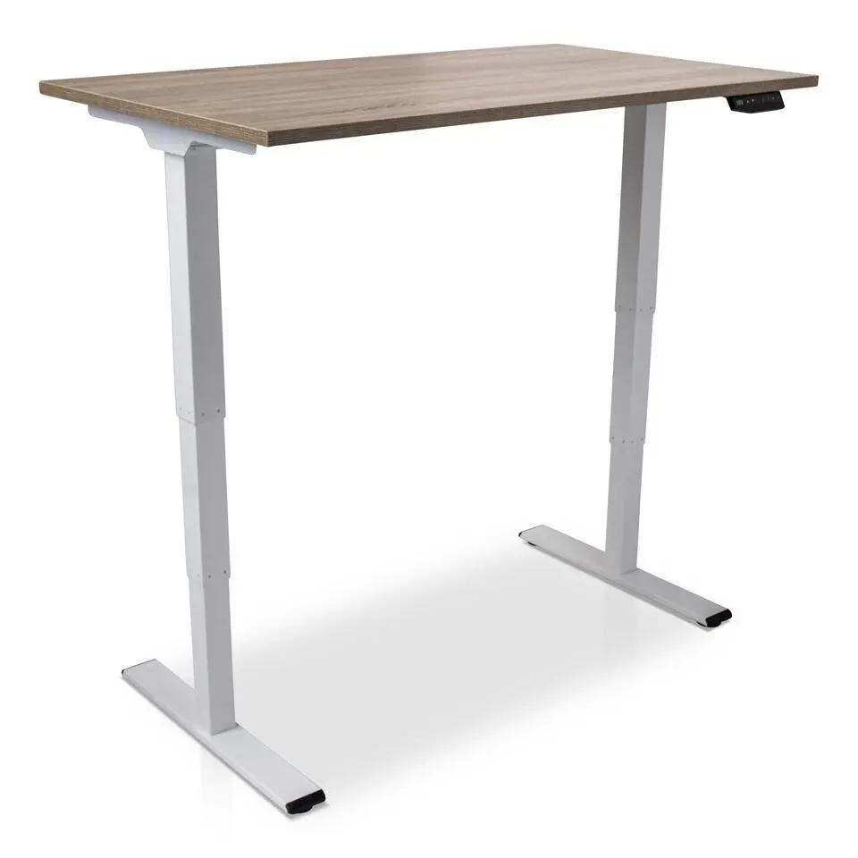 MRC COMFORT elektrisch ARBO zit-sta bureau - 140x80cm - wit - midden eiken
