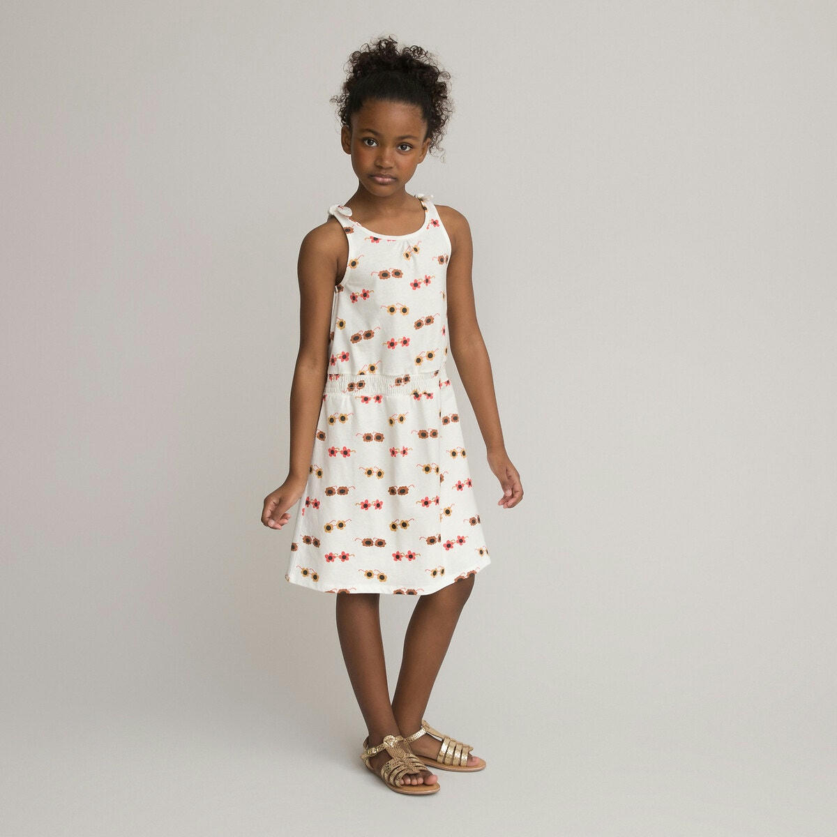 Robe sans manches imprimée, coton bio
