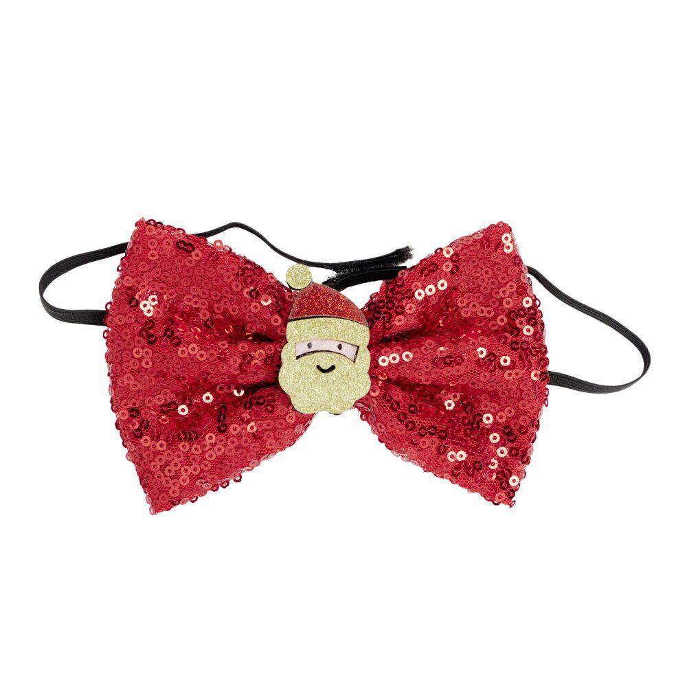 Noeud papillon No&euml;l ajustable pailleté 8x12cm (2 modèles rouge ou vert)