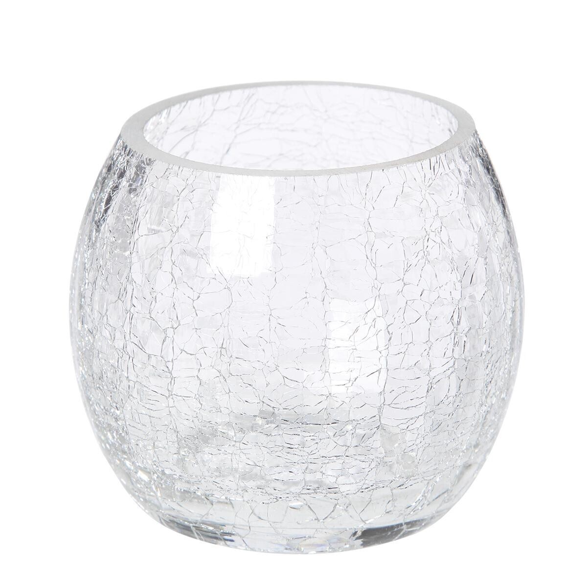 Candle holder cracked glass H.7 cm