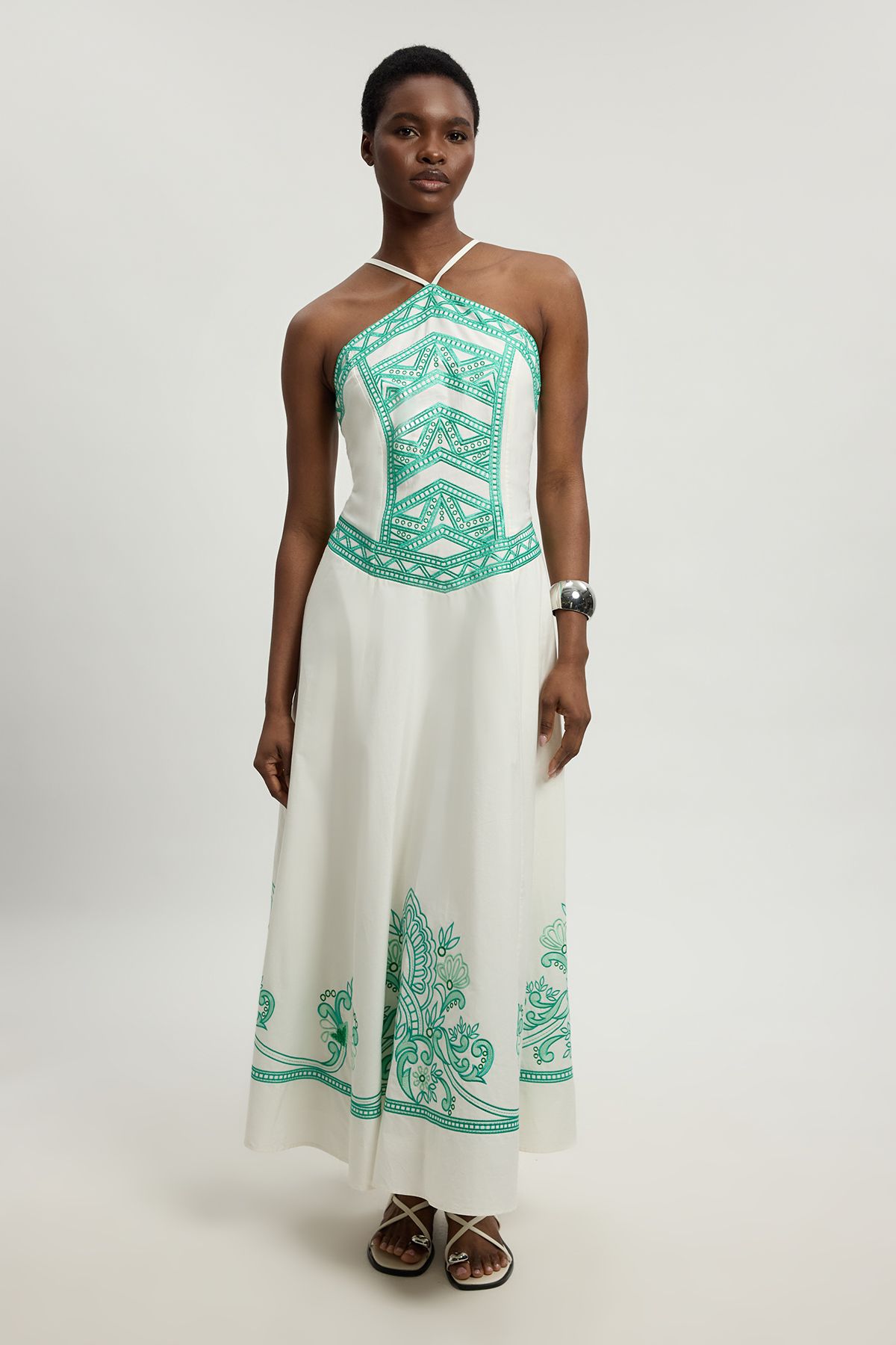 KarenMillen Embroidered Detail Halterneck Dress