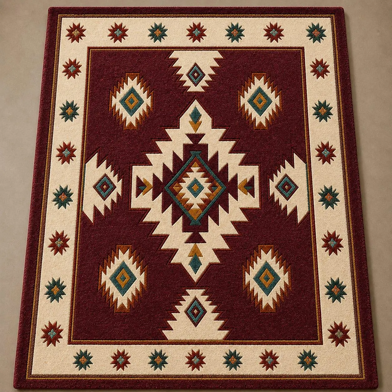 Ultra Luxury Southwestern Area Rug Burgundy Southwestern Rug Southwestern Decor Living Room Tribal Rug Boho Native American Style Area Rug