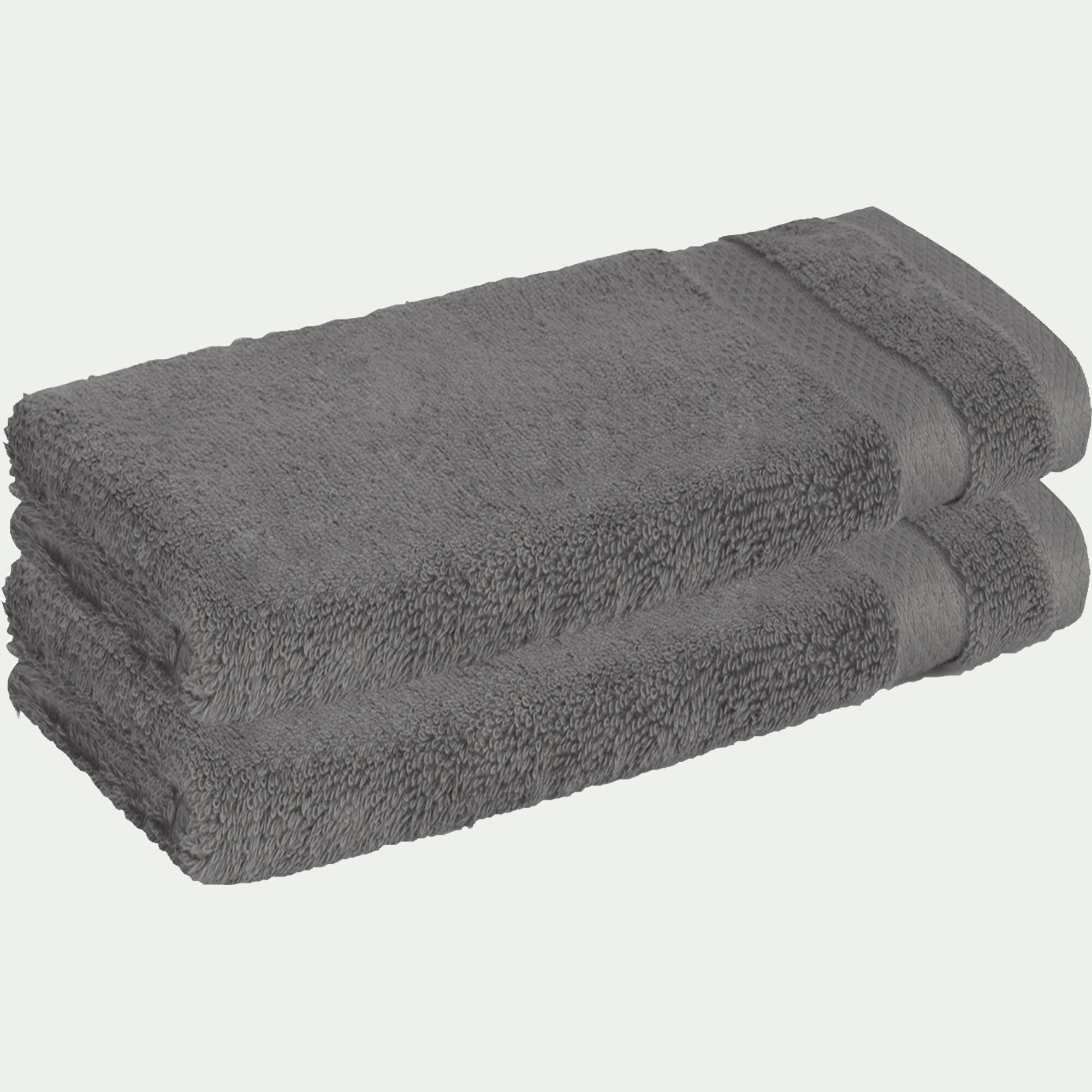 AZUR - Lot de 2 serviettes invités en coton peigné - gris restanque 30x50cm