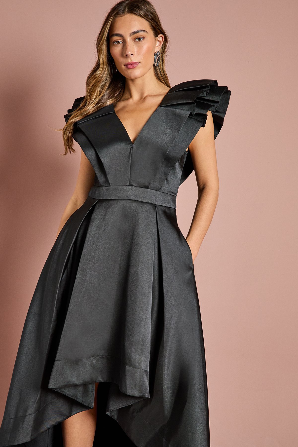 Coast Frill Sleeve V Neck Midi Dress