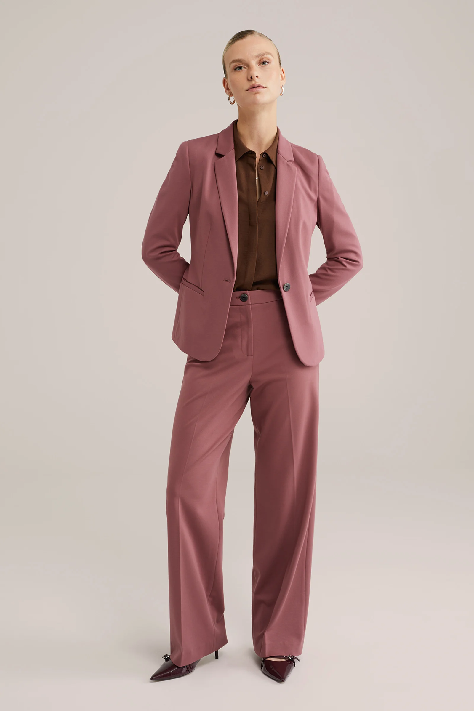 Dames getailleerde jersey blazer met stretch