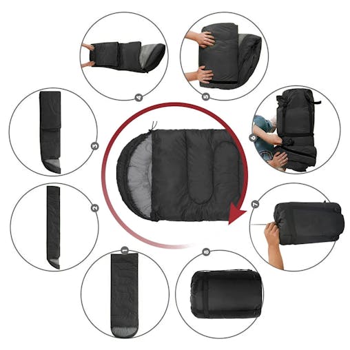 NNEOBA 4-Season Camping Sleeping Bag Warm Cotton Mummy Envelope Black