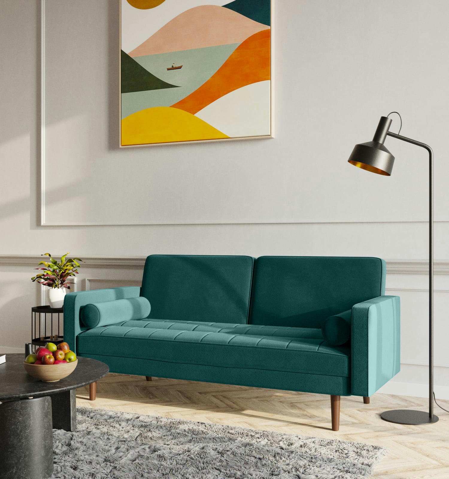 GIULIA - Canapé 2 places velours vert forêt