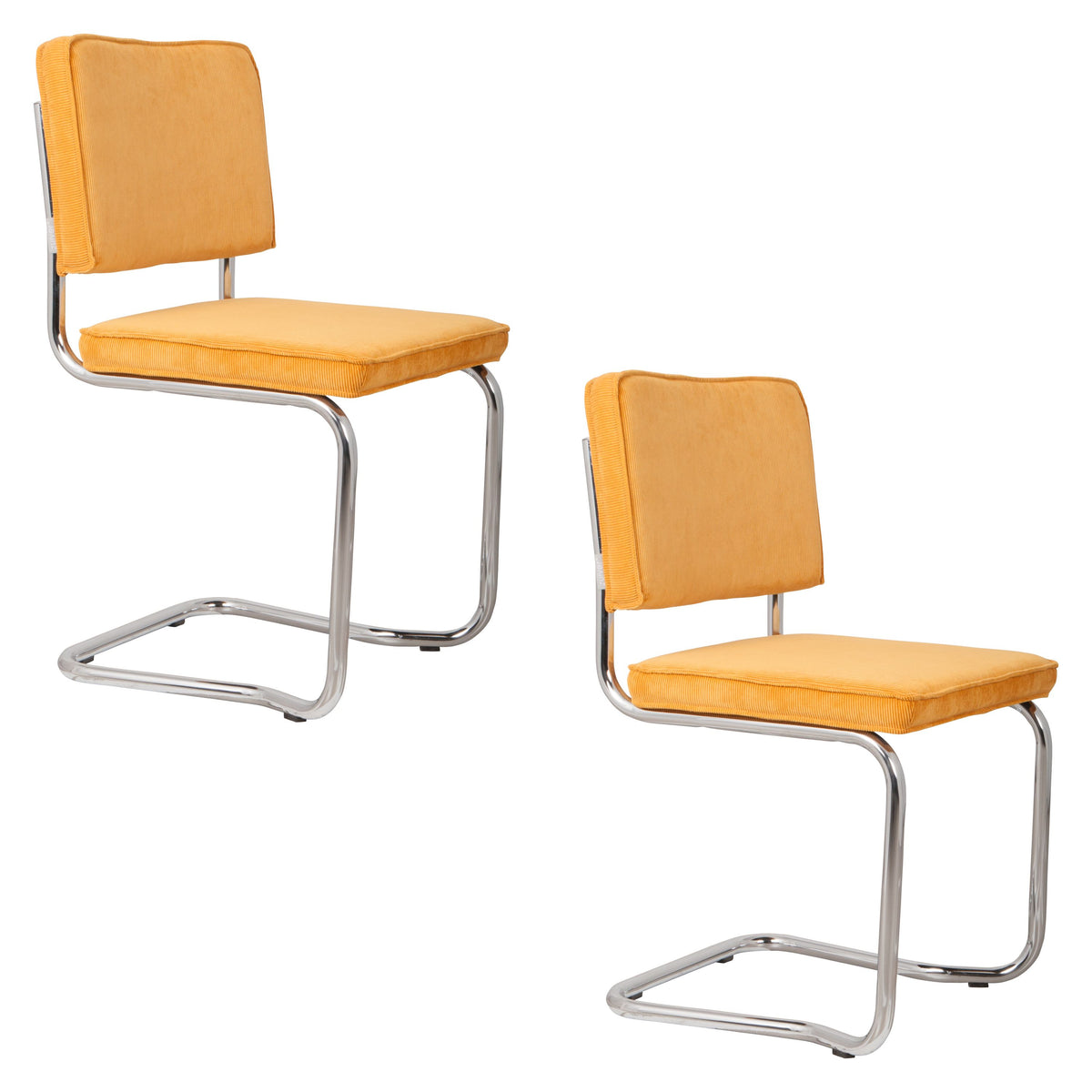 Zuiver Ridge Kink Rib Eetkamerstoelen Geel - Set van 2