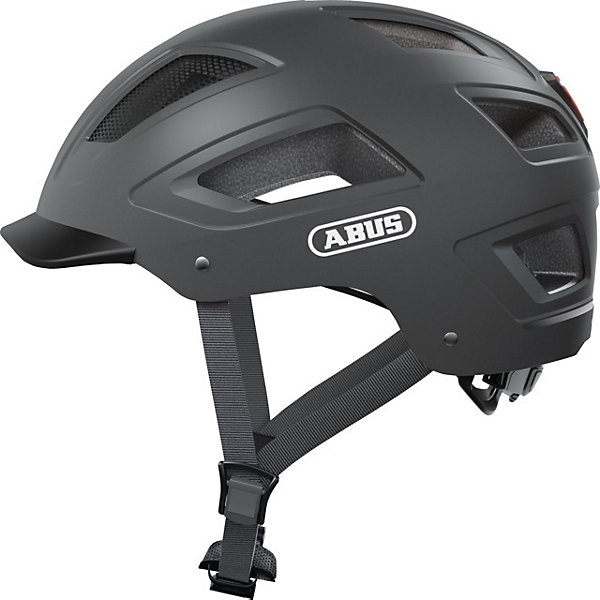 Casque ABUS Hyban 2.0 Titan L, coque ABS, ventilation efficace, filet anti-insectes et feu arrière LED.
