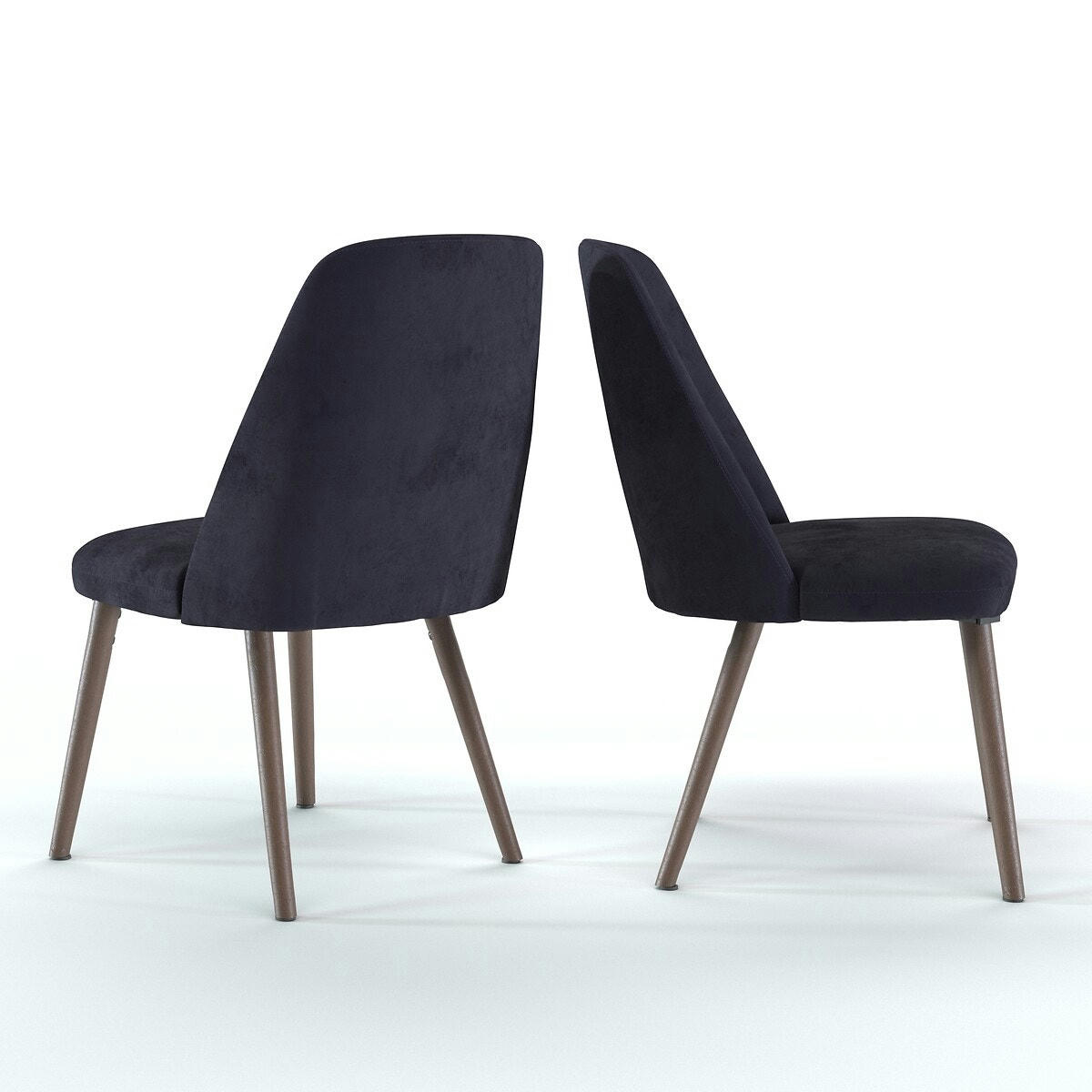 Lot de 2 chaises velours et noyer, WATFORD