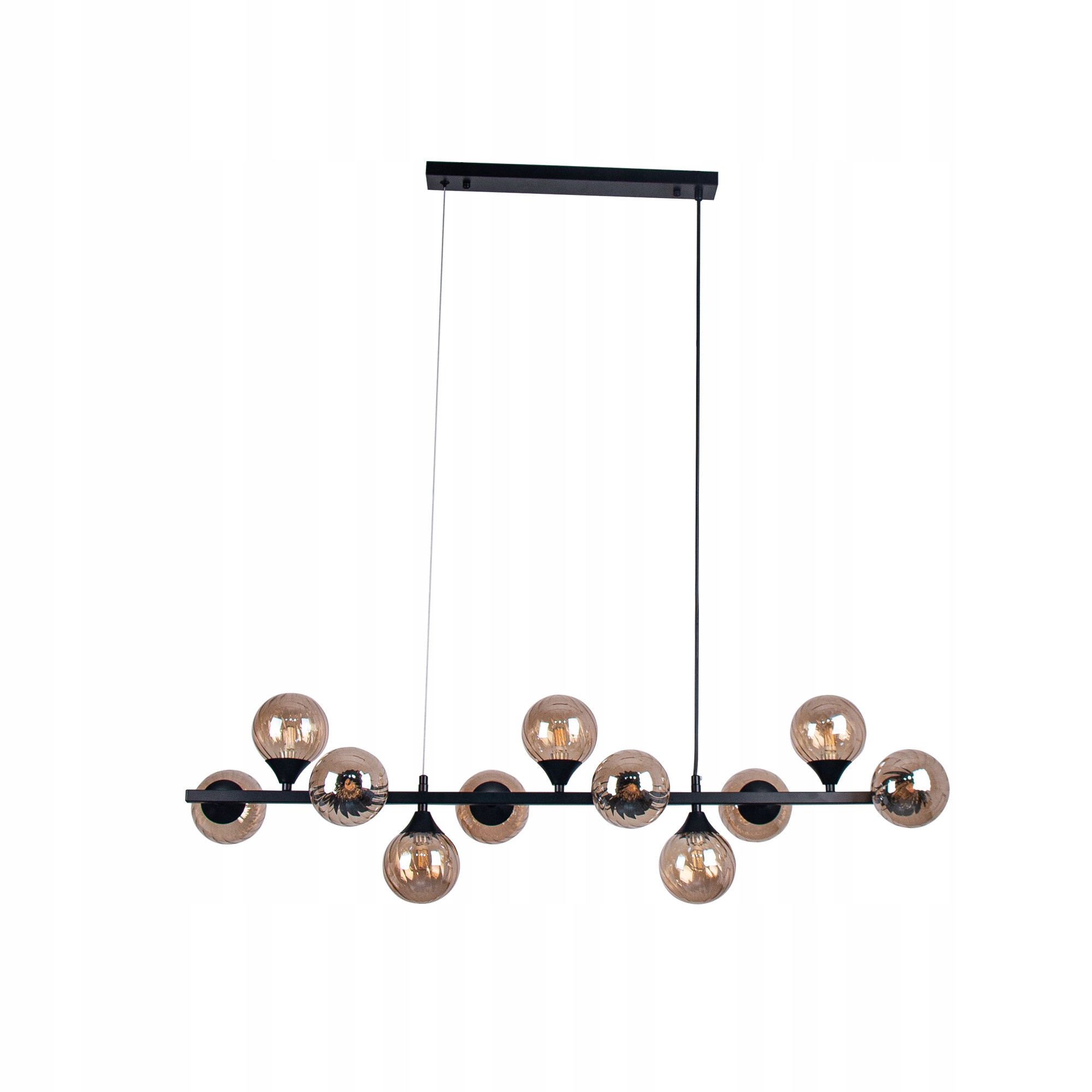 Lampa Sufitowa Wisząca Do Salonu Czarna 11 Kul Szklanych