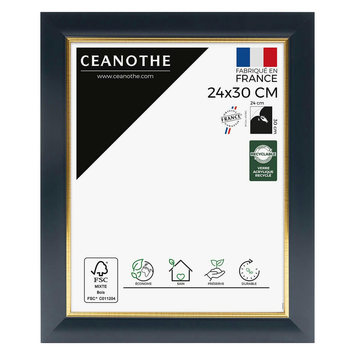 HADES - Cadre photo bleu doré 24x30 cm résine recyclée