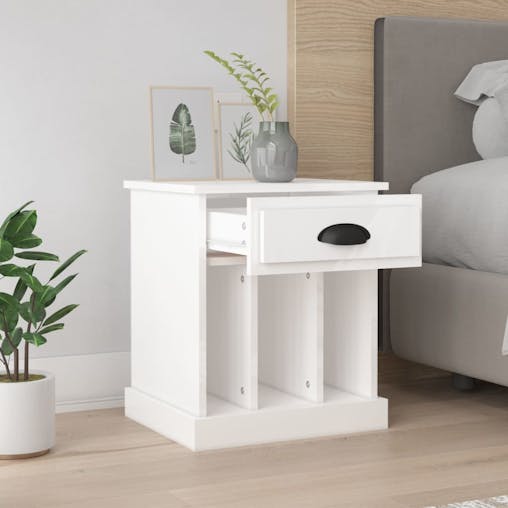 NNEVL Bedside Cabinets 2 pcs High Gloss White 43x36x50 cm