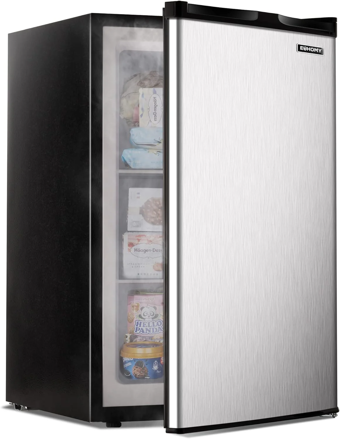 Upright freezer, 3.0 Cubic Feet, Single Door Compact Mini Freezer with Reversible Stainless Steel Door, Small freezer for Home/Dorms/Apartment/Office (Silver)(3.0 ft3/Silver)