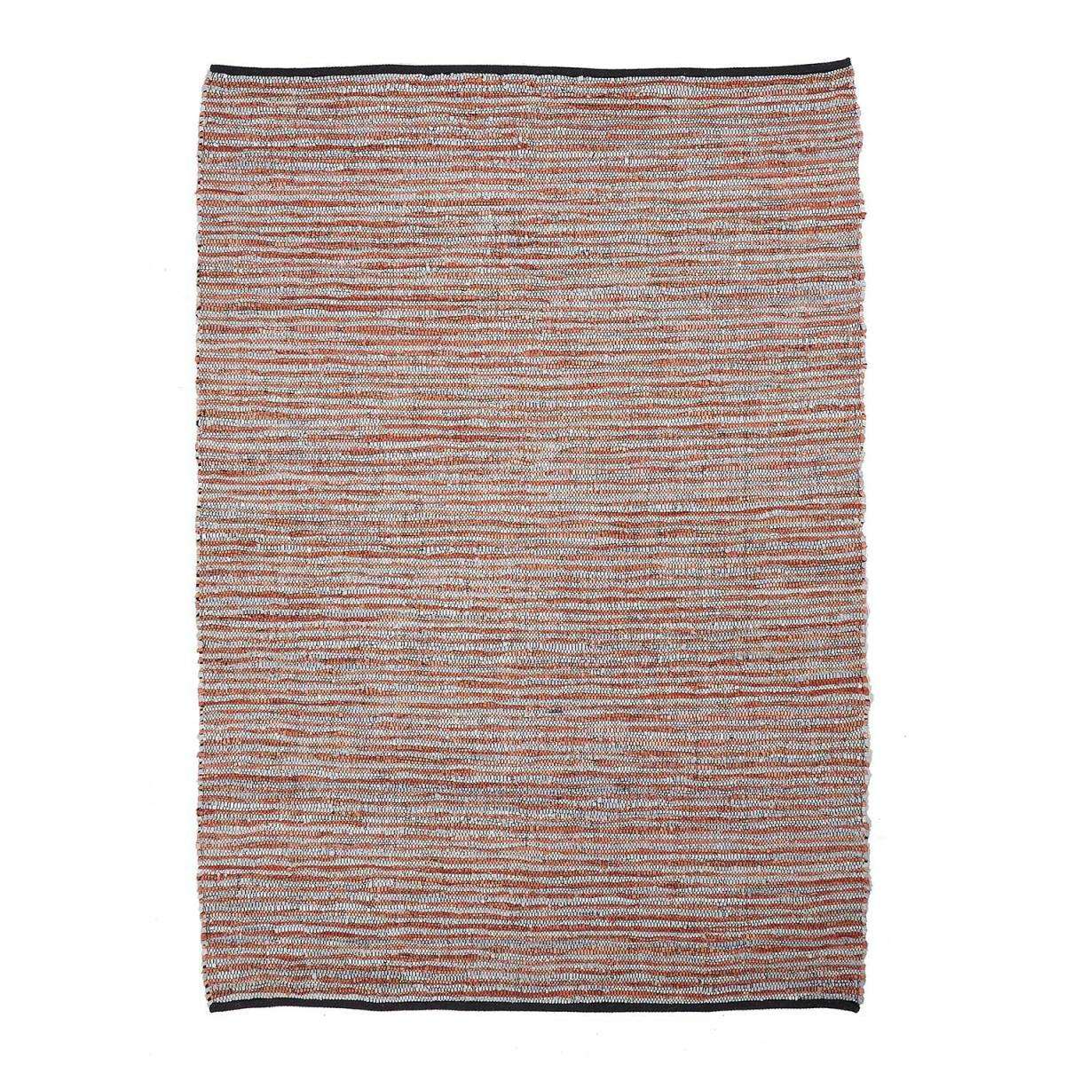 GALIAND - Tapis kilim en peau de bête orange 80x150
