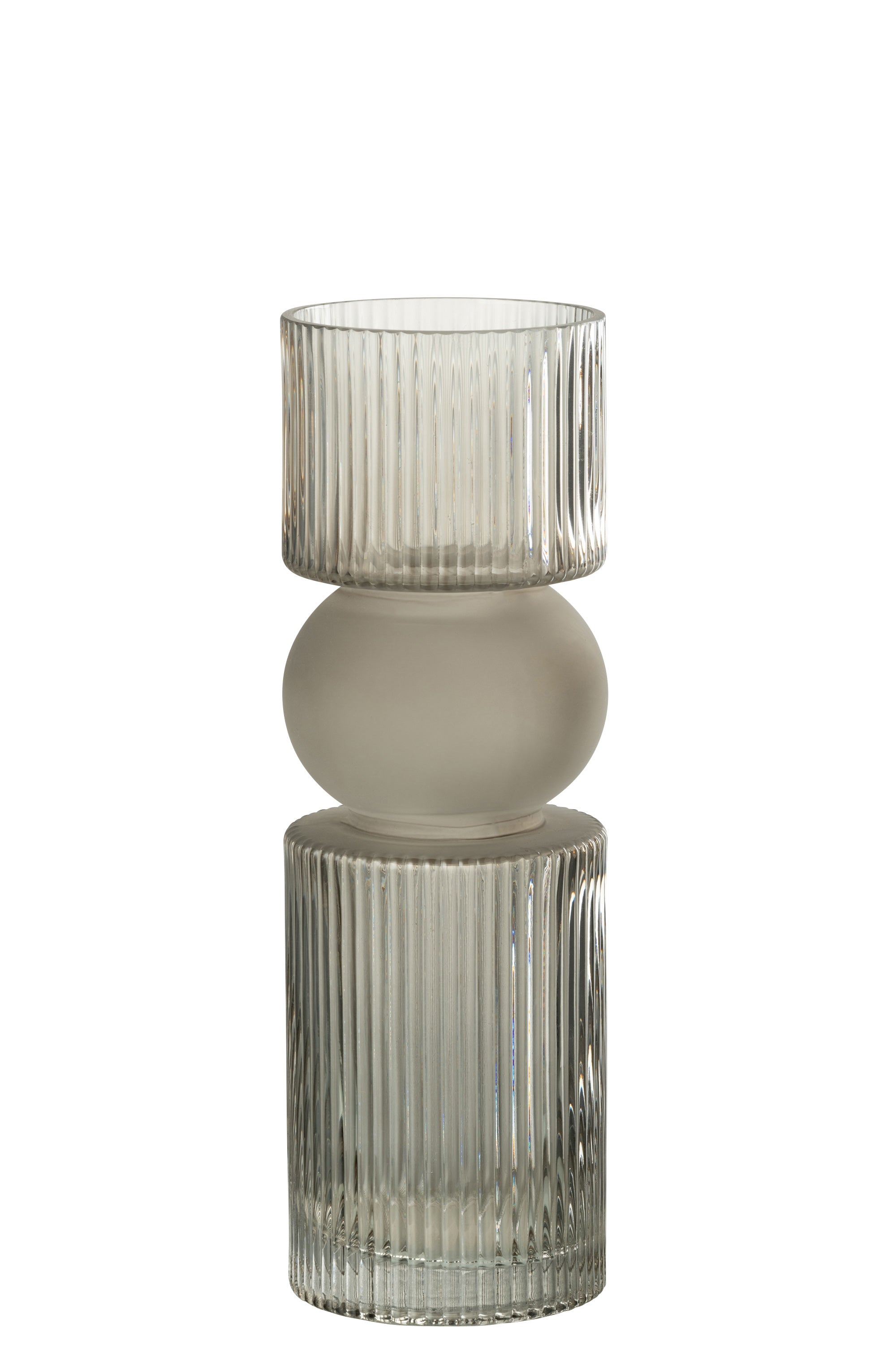 J-Line vaas kaarshouder Snoep - glas - grijs - medium