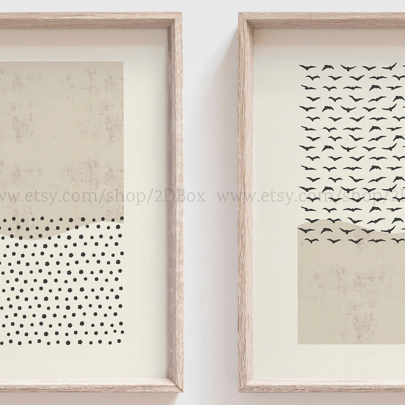 Set of 2 Biblical Prints, Look at the birds, Consider the lillies, Minimalist Abstract Christian Poster, Neutral Beige Christian Art