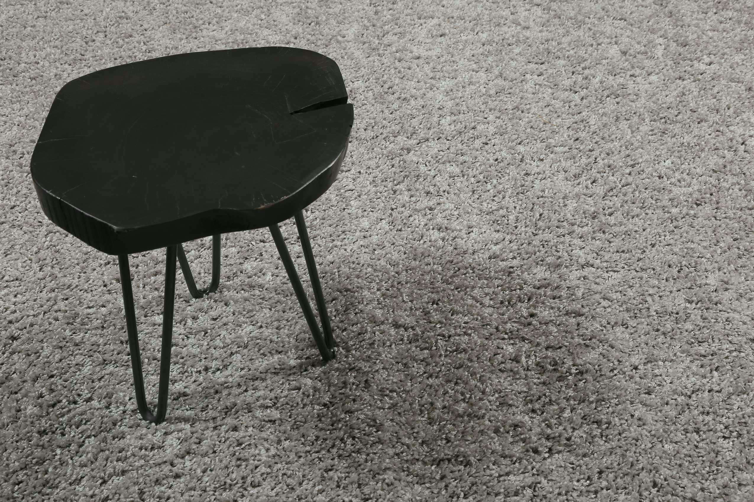 #WHISPER SHAG - Tapis rond poils longs effet bouclette gris clair 80 rd.