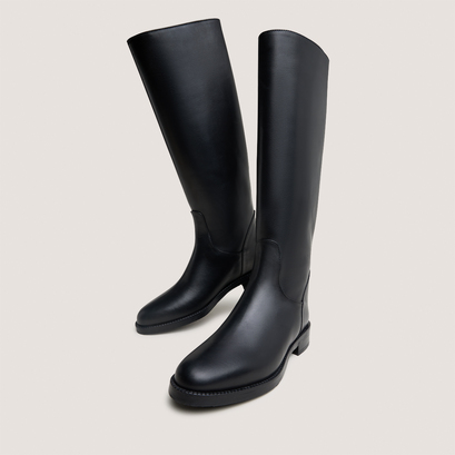 Bottes hautesen cuir noir | FLEUR