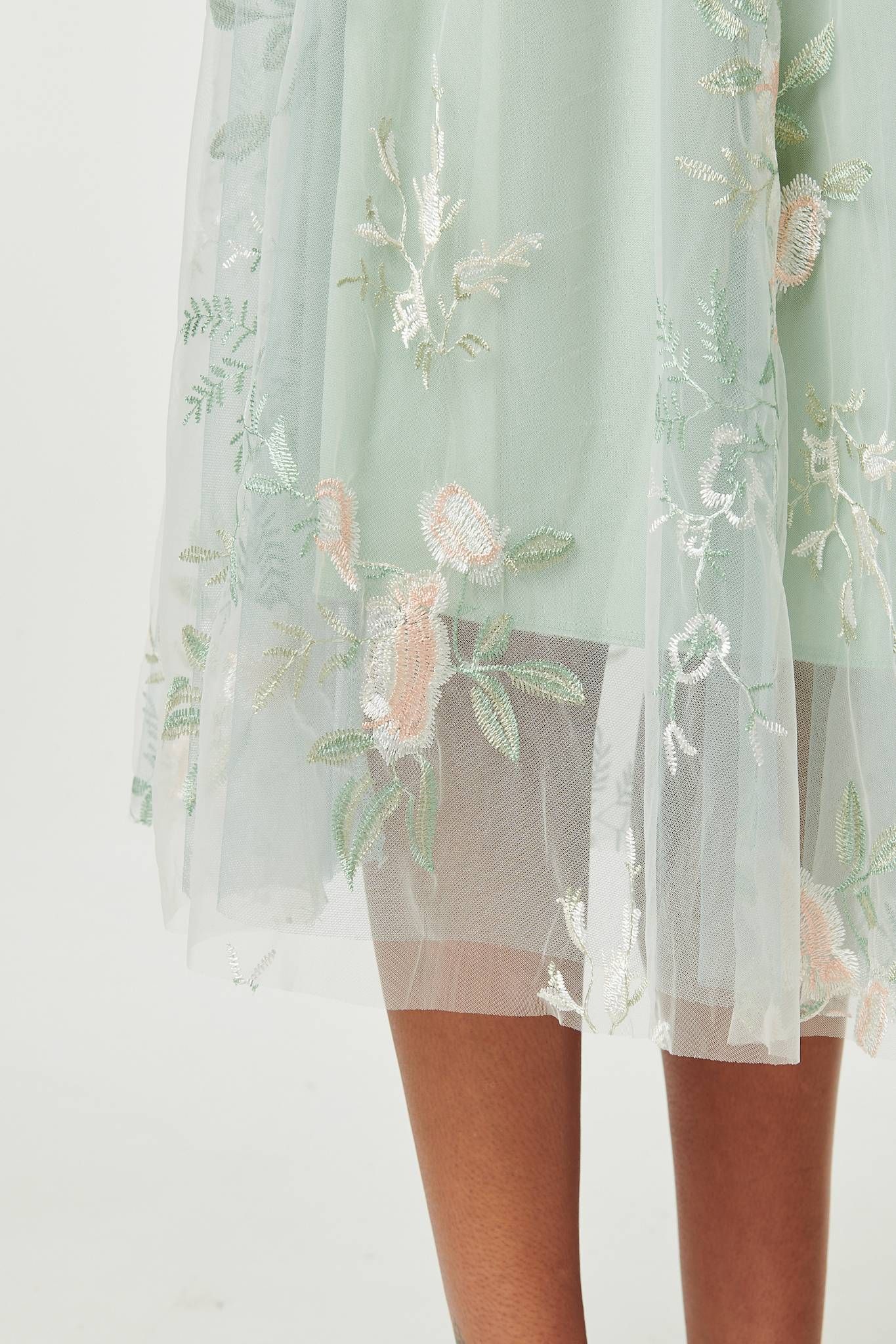 Izabel London Floral Texture Semi Sheer Midi Skirt