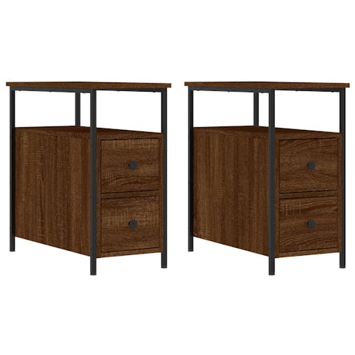 NNEVL Bedside Cabinets 2 pcs Brown Oak 30x60x60 cm Engineered Wood