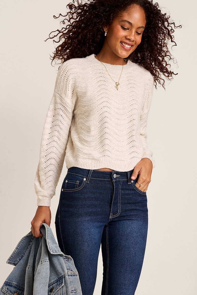 Sara Pointelle Pullover Sweater