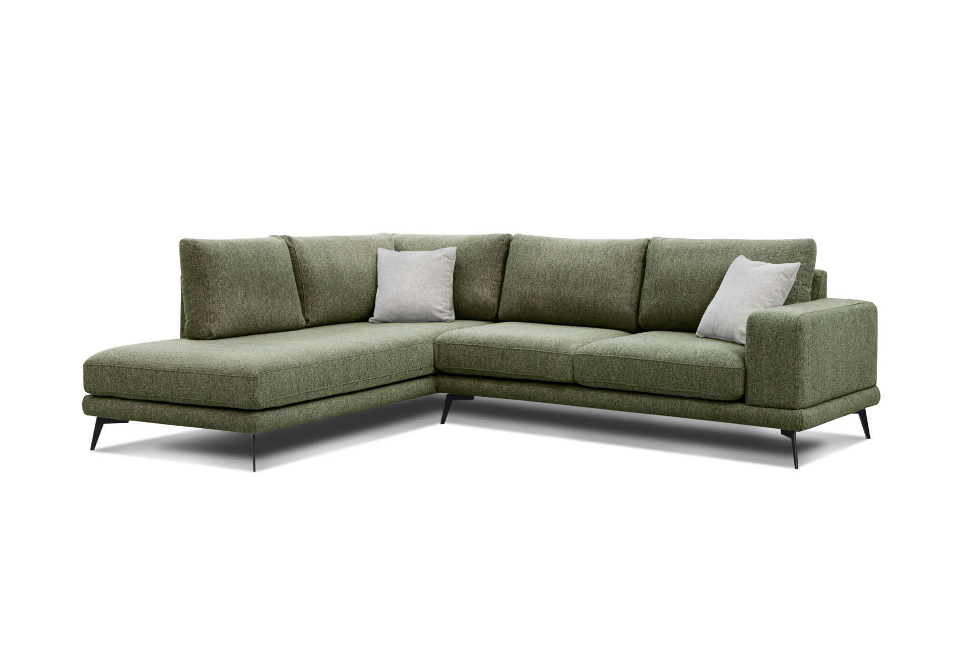MEDIOLANE - Canapé d'angle gauche 5 places tissu vert