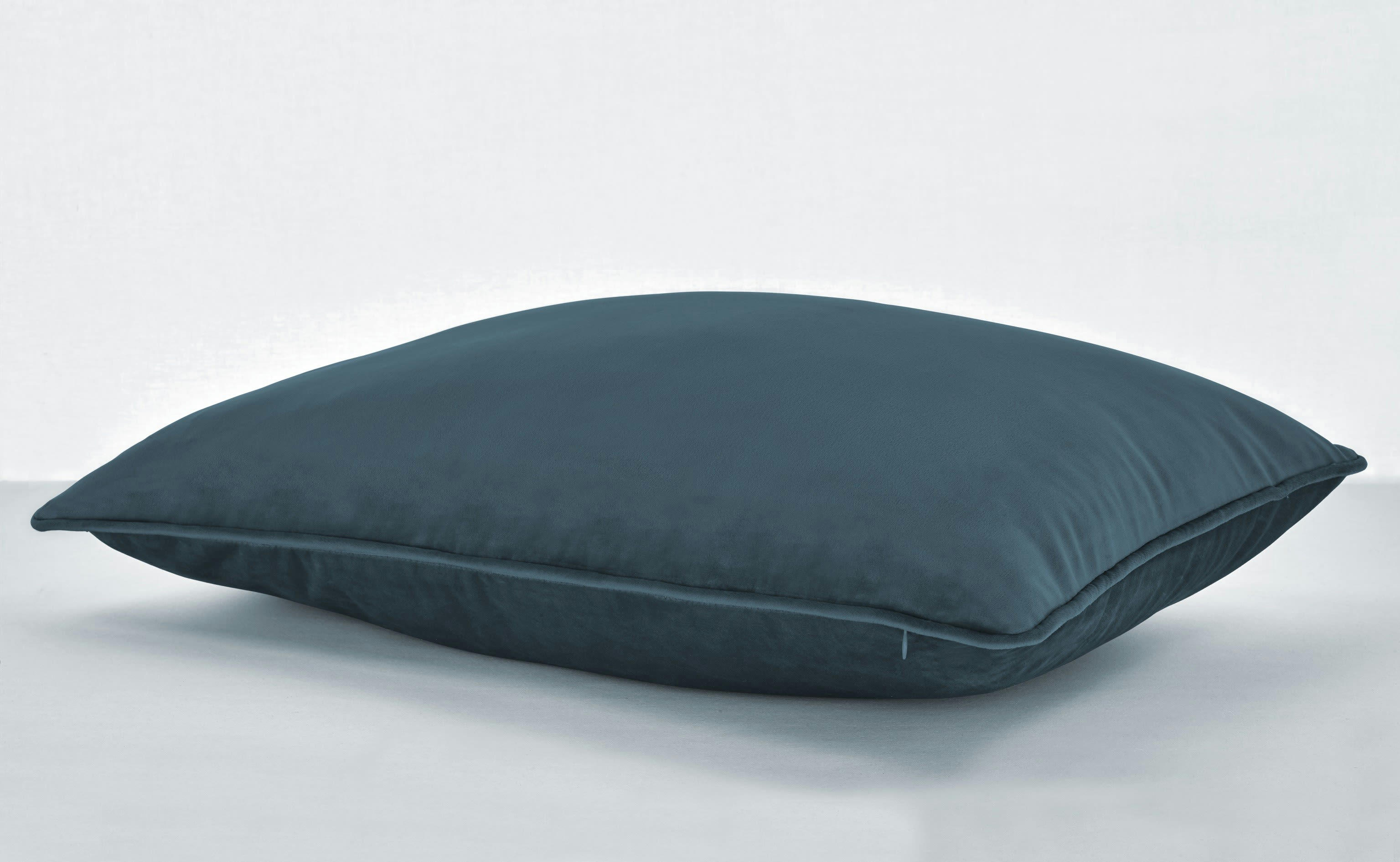 - Coussin velours zippé en polyester bleu pétrole 40x60cm