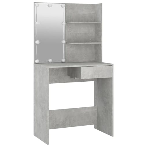 NNEVL Dressing Table with LED Concrete Grey 74.5x40x141 cm