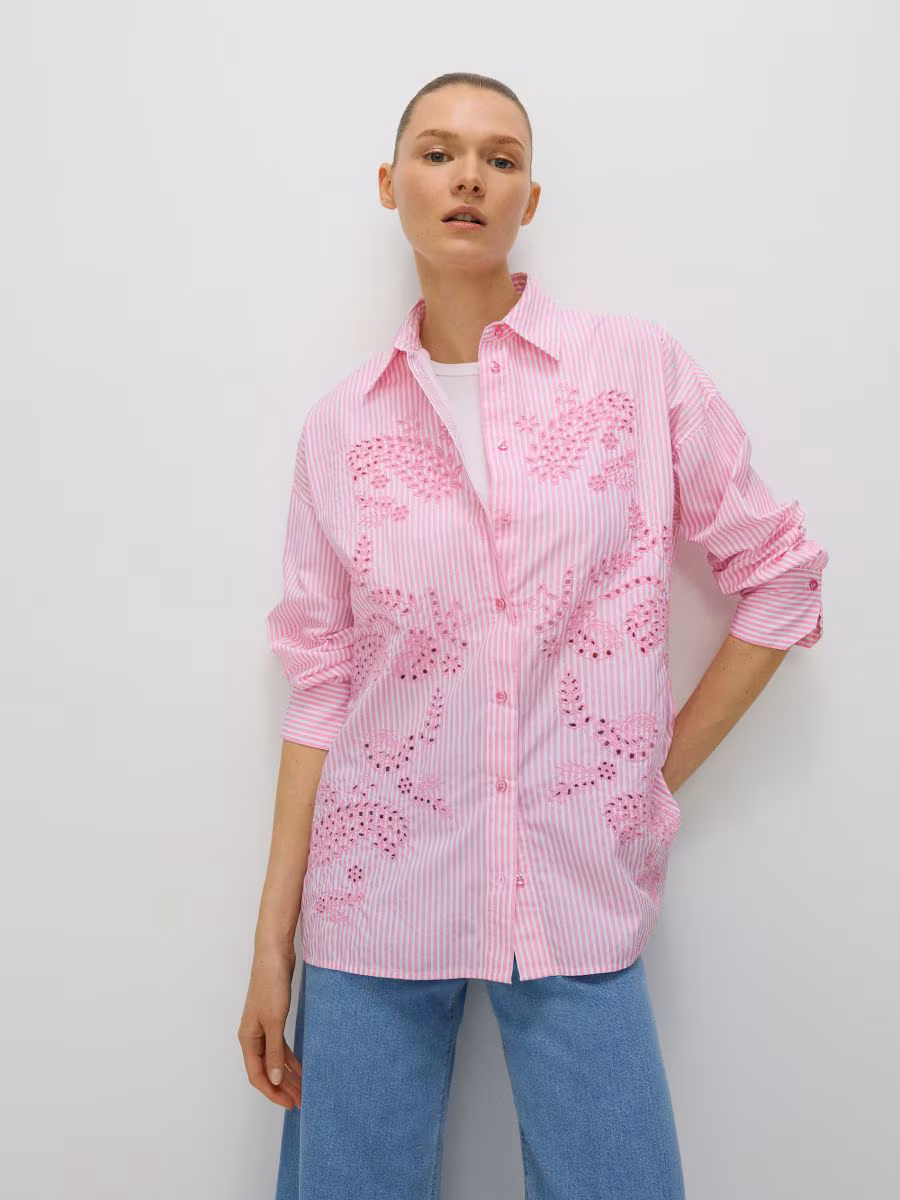 Shirt With Openwork Inserts
