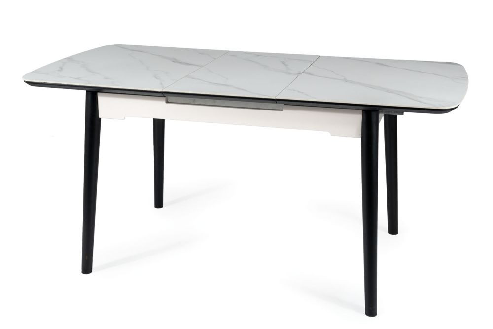 Stół rozkładany APOLLO 120(160)x80 biały marmur/czarny