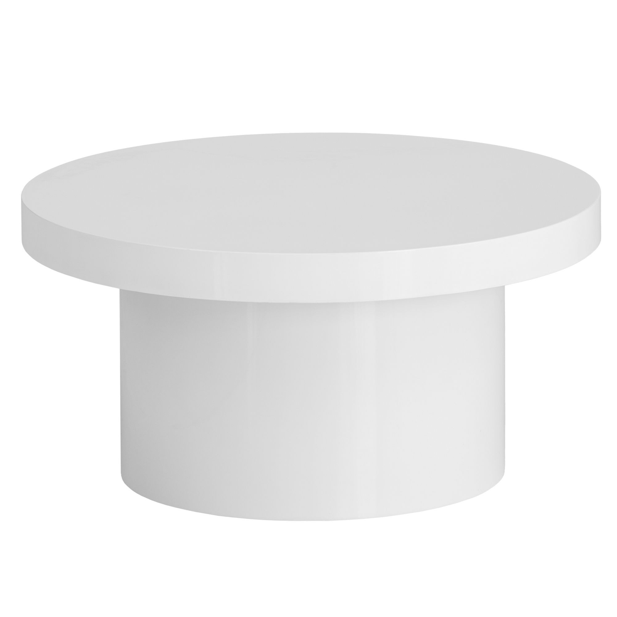 Stolik Kawowy Okrągły 60x60x30 cm Biały Połysk Nowoczesny MDF