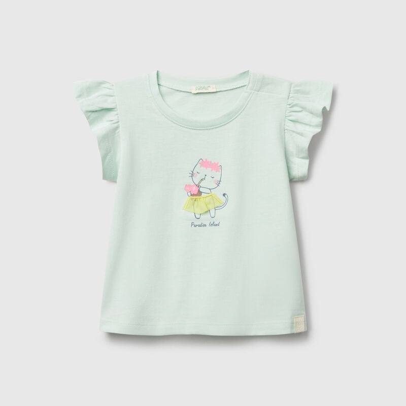 T-shirt with print and applique