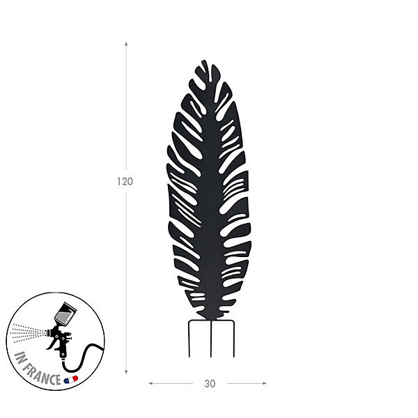 Louis Moulin Déco en métal à planter Feuille - 30x100 cm - anthracite