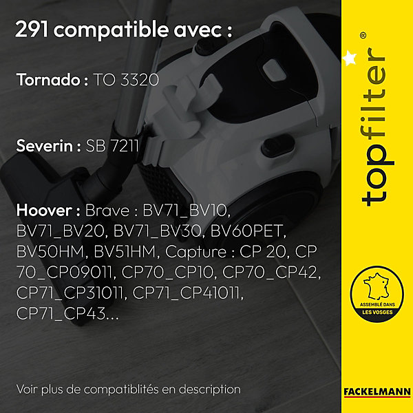 Lot de 4 packs de 4 sacs aspirateur 64291 pour Hoover TopFilter Premium