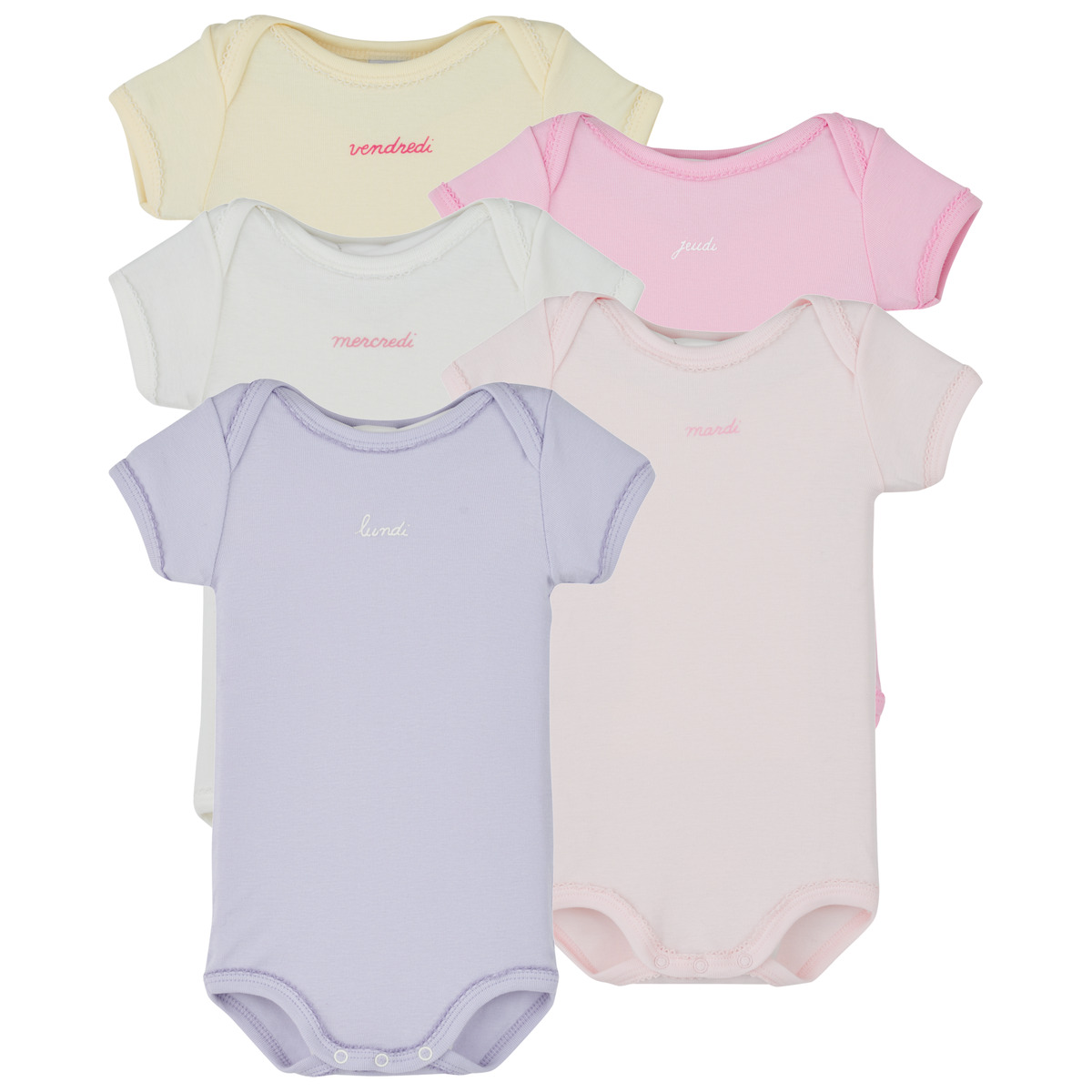 Petit Bateau - 5 BODIES US MC - Multicolour