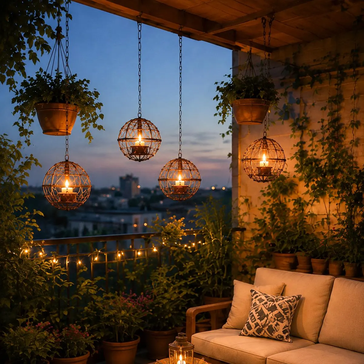 Outdoor Waterproof Solar Hanging Wire Globe Lanterns, Cozy Patio Garden Candle Lights, Rustic Wedding Glow, Pergola Hanging String Lights