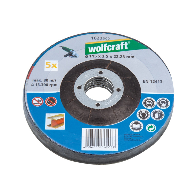 Disque à tronçonner le métal Ø 115 x 2,5 mm 5 pièces WOLFCRAFT
