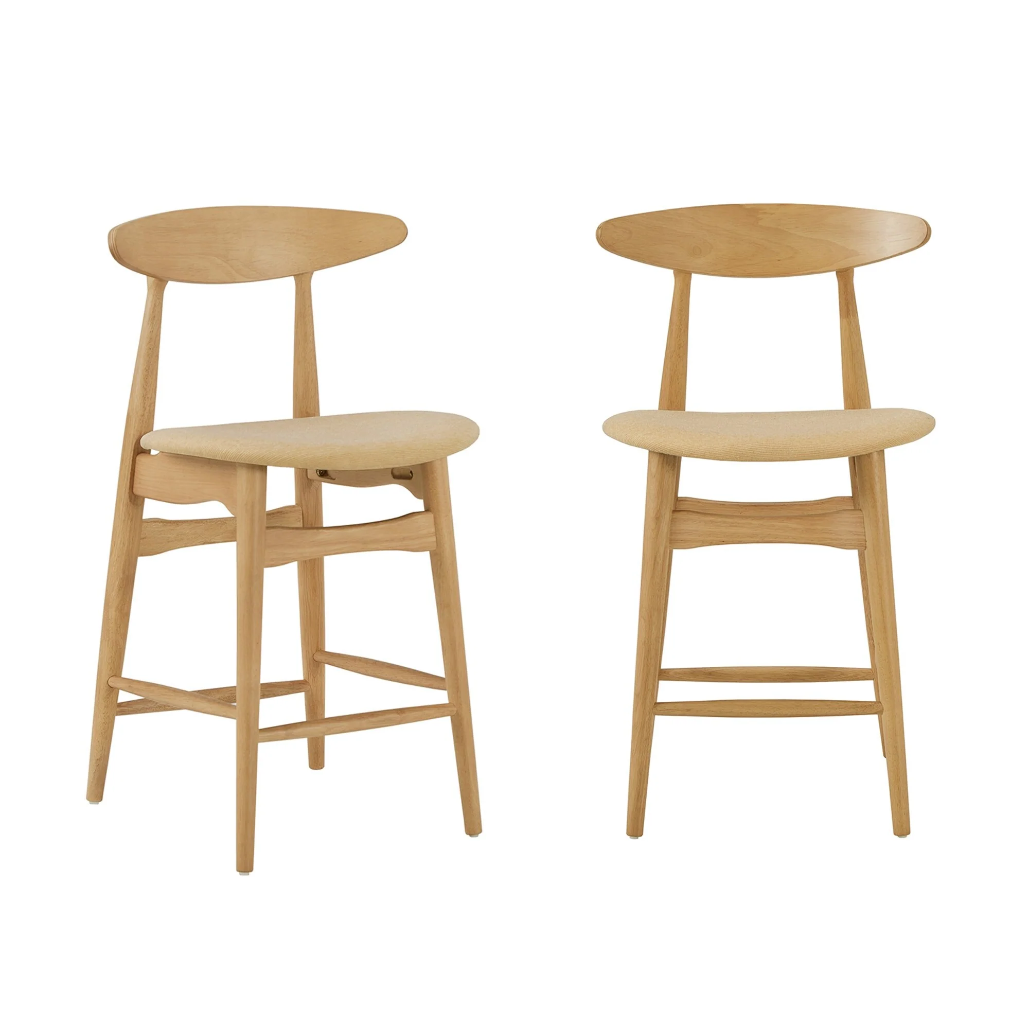 Ribe Mid-Century Wood Counter Height Stools (Set of 2)