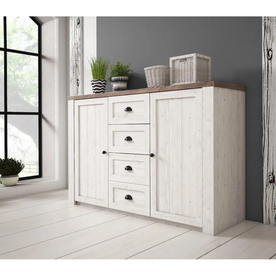 Meubella - Dressoir Parello 2 - Wit - Eiken - 130 cm