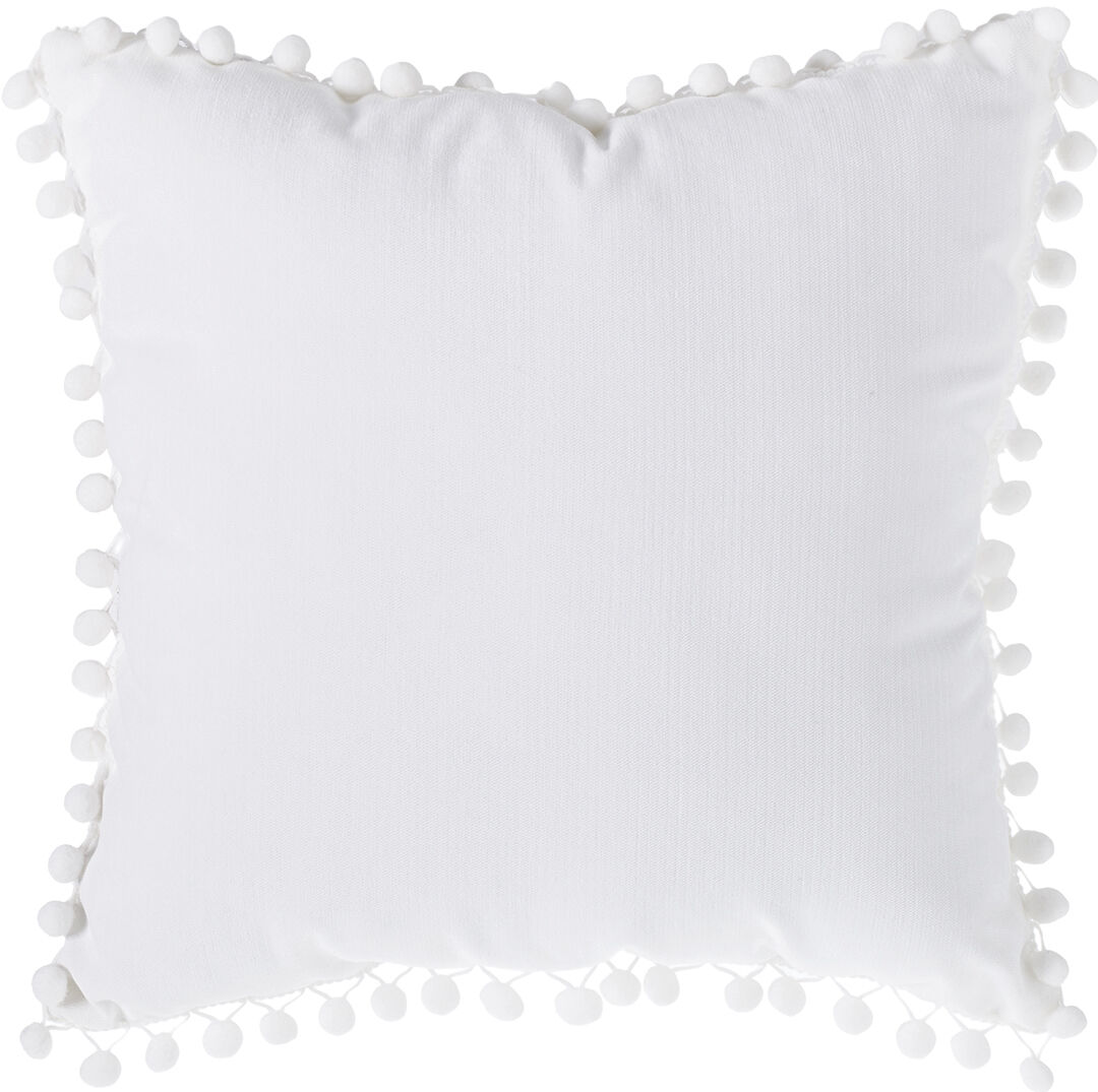Almofada branca com pompons 40x40cm