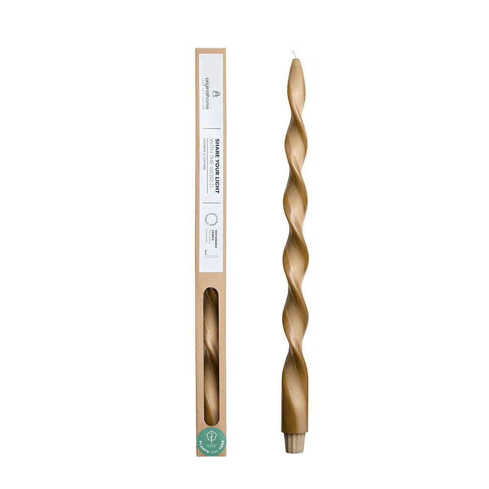 Originalhome spiraalkaars duo - 40 cm - bruin