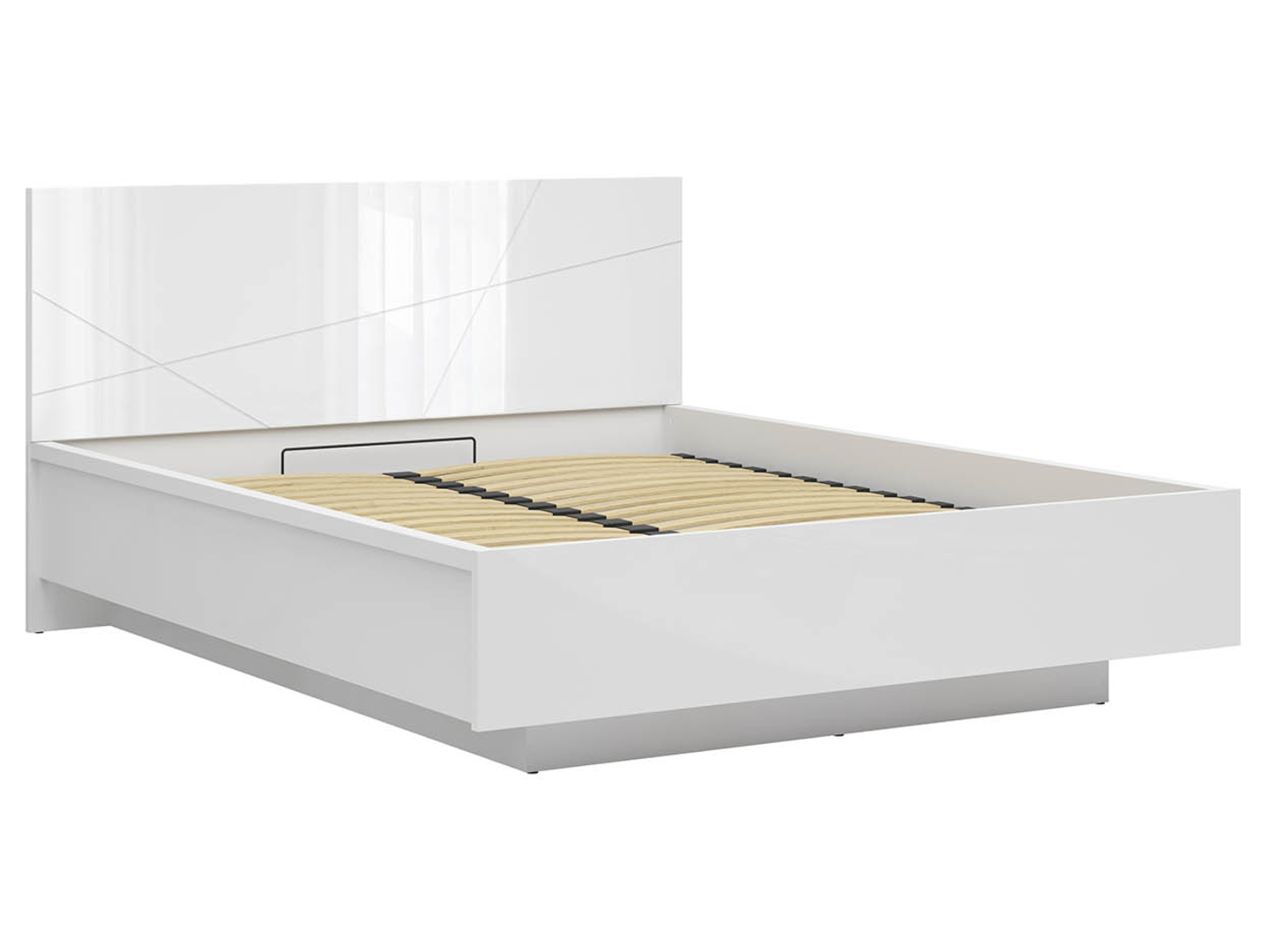 Łóżko Forn 160x200 ze stelażem i pojemnikiem biały połysk