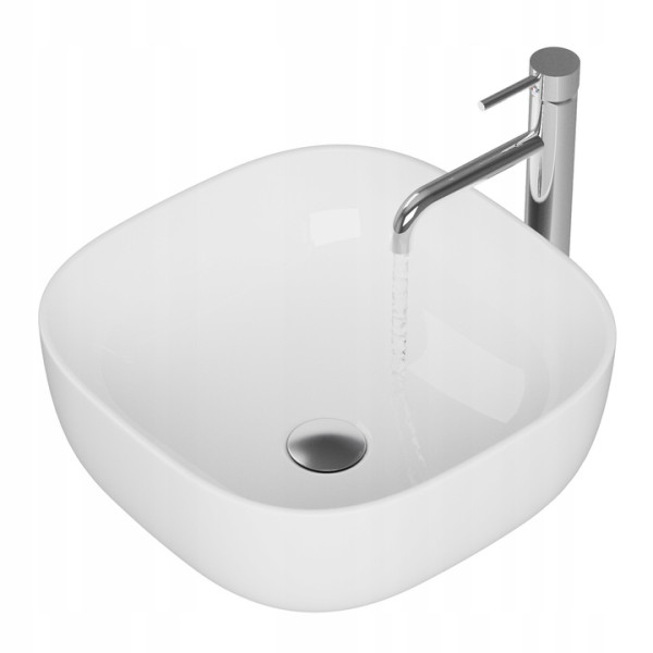 Umywalka nablatowa biała kwadratowa ceramiczna na blat Forma