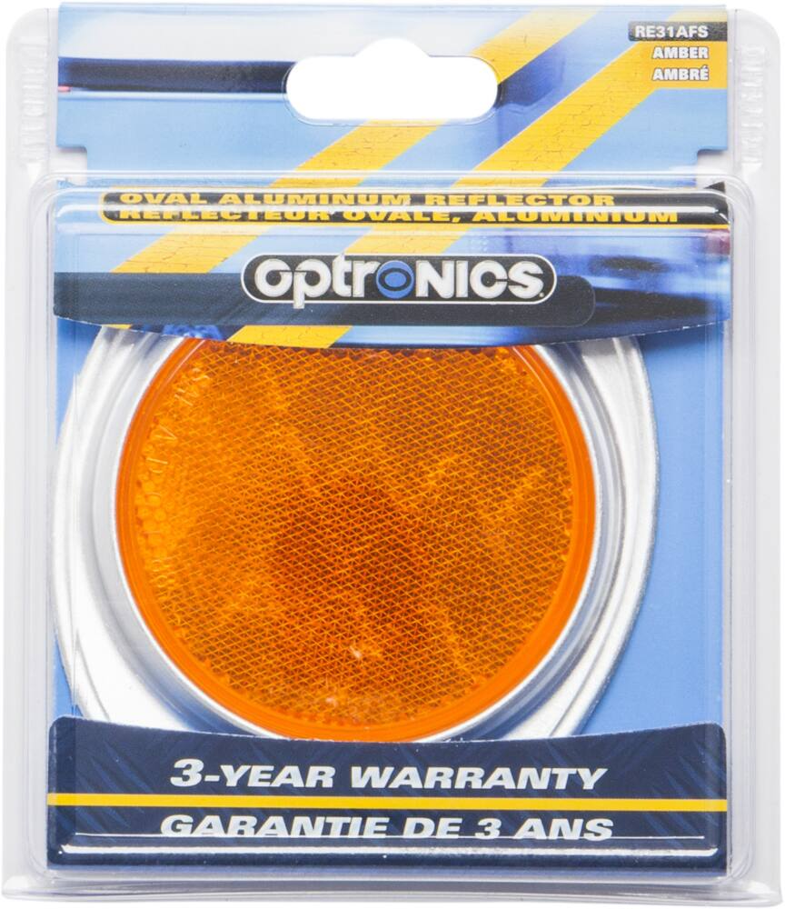 Optronics Oval Aluminum Reflector for Trailer, Amber