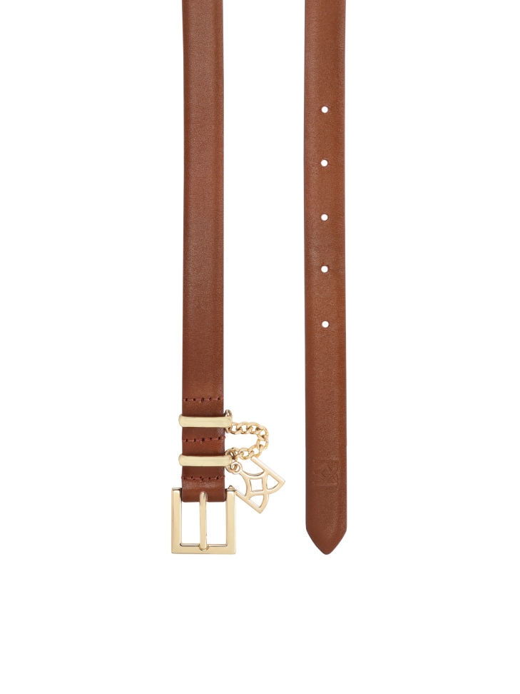 Elegant brown belt with metal details