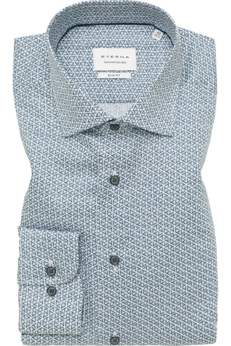 ETERNA Slim Fit Hemd grün, Bedruckt