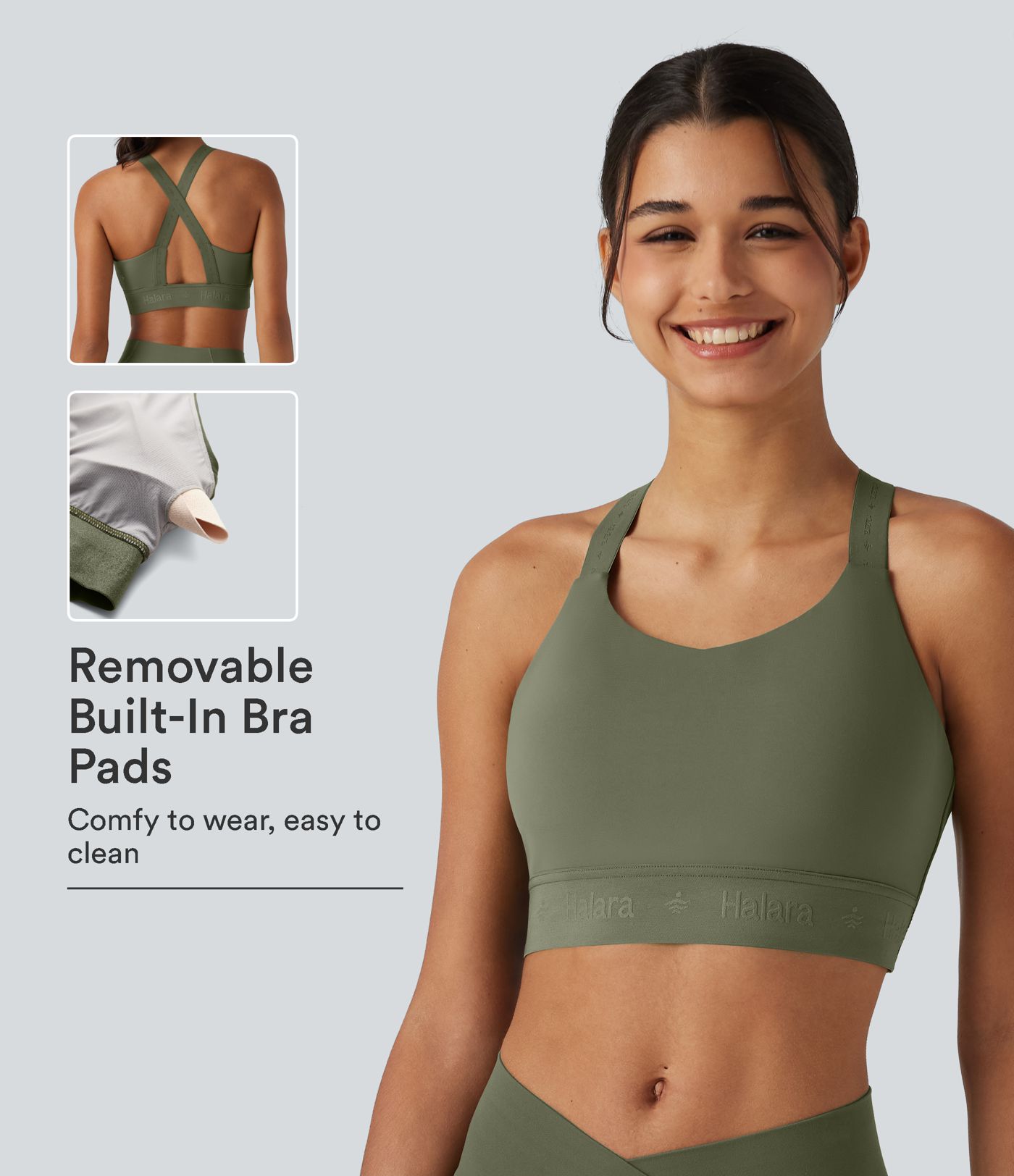 Brassière de running SpeedWave™ à séchage rapide, maintien moyen, encolure en U, dos nu croisé et coussinets amovibles bonnets E à G
