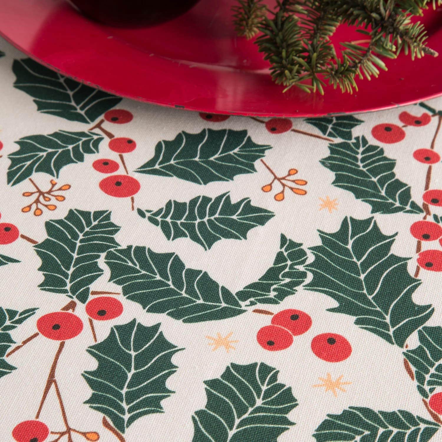 MUERDAGO BEIG - Nappe multicolore imprimée anti-taches coton 140x140 cm