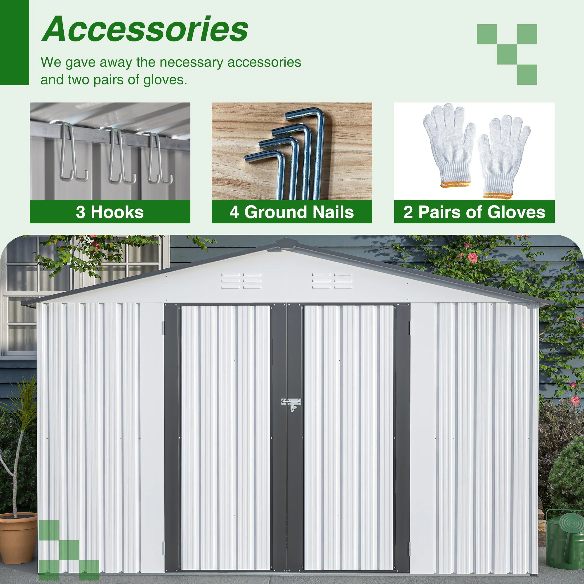 Rust-resistant Metal Garden Shed with Lockable Doors Outdoor Storage Shed Tool Shed, Integrated Vents, Water-proof